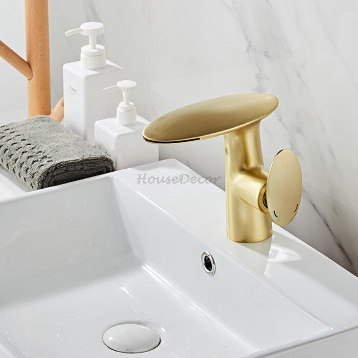 Modern bathroom basin mixer tap waterfall spout additional view