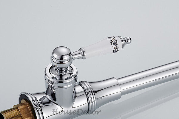 Modern Ceramic kitchen sink mixer tap swivel spout detail view