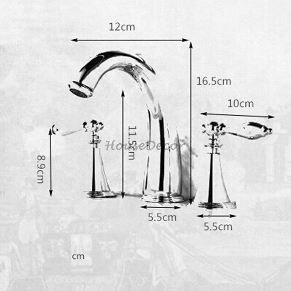 Chrome bath shower mixer tap dual handle control additional view