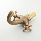 Antique Brass bath shower mixer tap dual handle control detail view