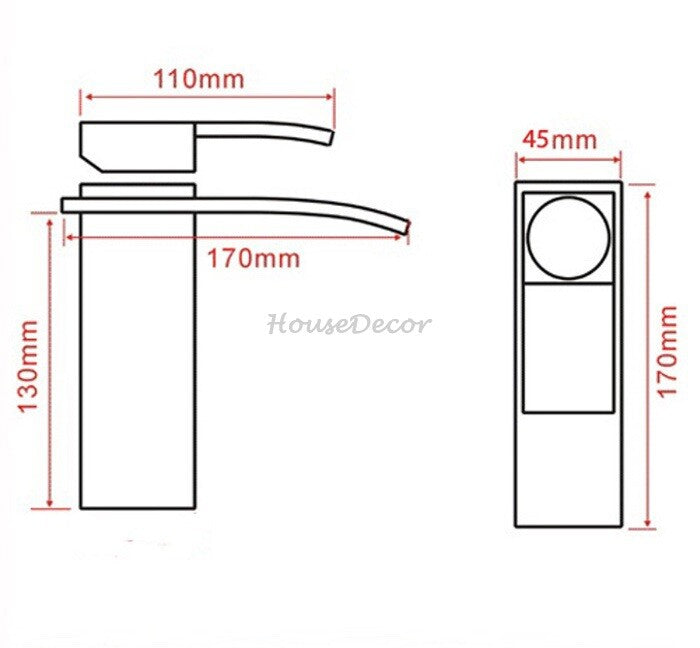 Chrome bath shower mixer tap waterfall spout additional view