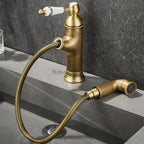 Antique Brass bath shower mixer tap pull out spray additional view
