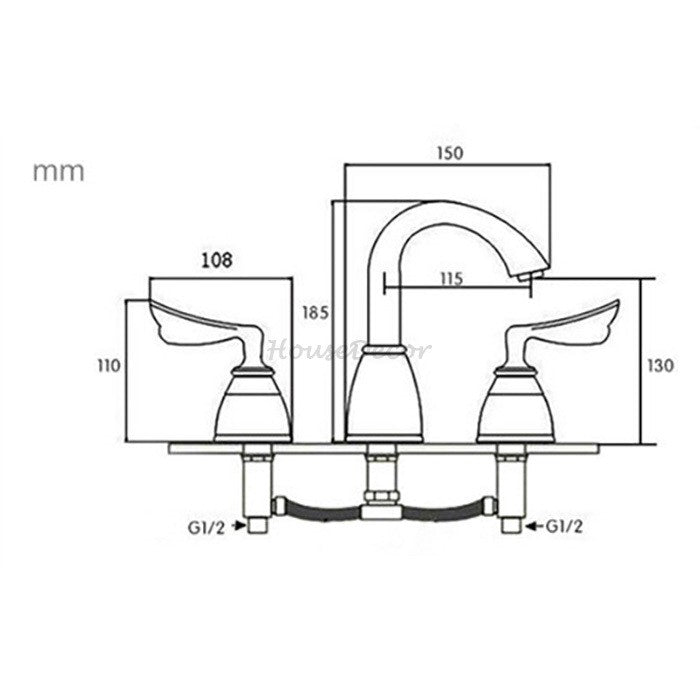 Gold Ceramic bathroom basin mixer tap 3 hole installation additional view