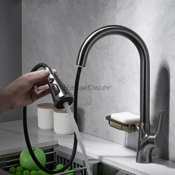 Modern kitchen sink mixer tap pull out spray additional view