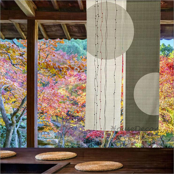 Green Fabric doorway curtain room divider design main view