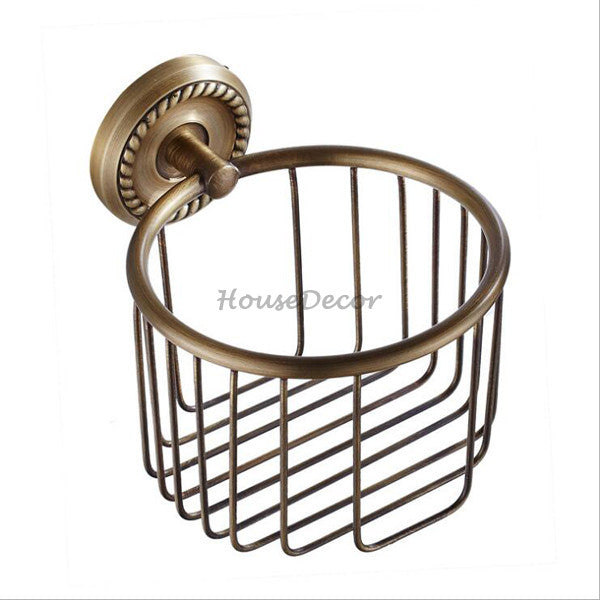 Antique Brass toilet paper holder wall mounted design main view