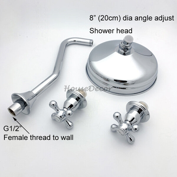 Modern shower head dual handle control detail view