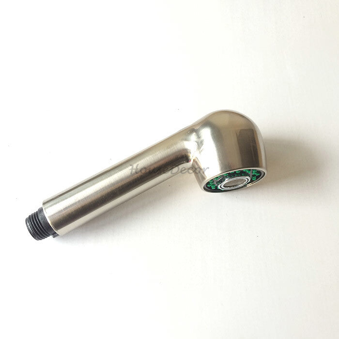 Modern shower head pull out spray detail view