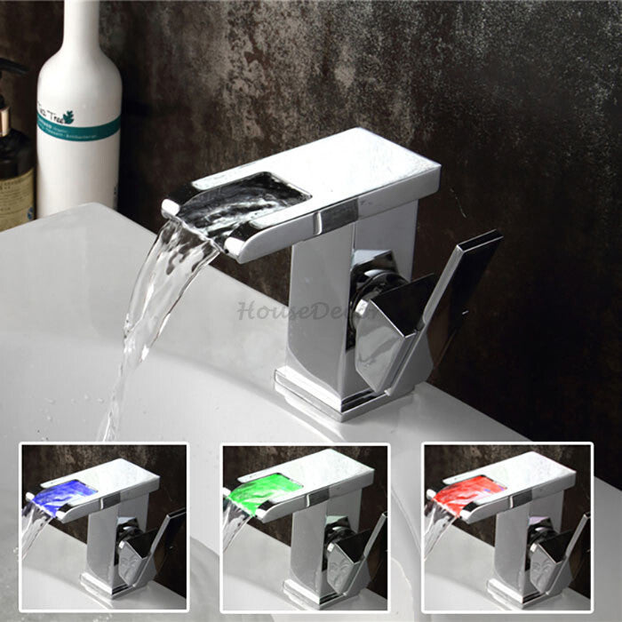 Modern bath shower mixer tap waterfall spout main view
