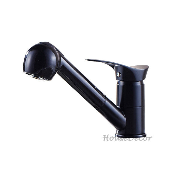 Black bath shower mixer tap pull out spray main view