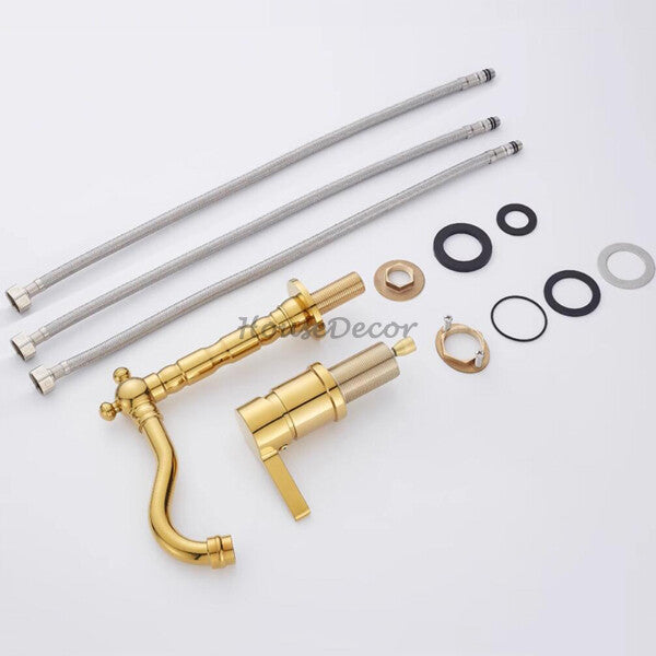 Gold bath shower mixer tap deck mounted design additional view