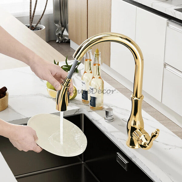 Modern kitchen sink mixer tap pull out spray additional view