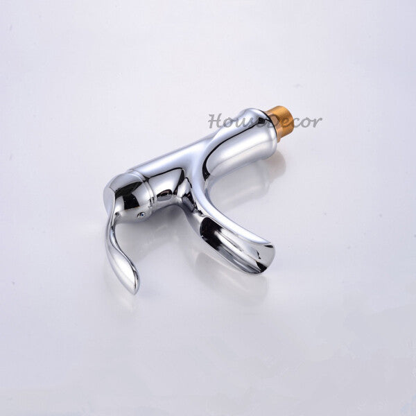 Modern bath shower mixer tap waterfall spout detail view