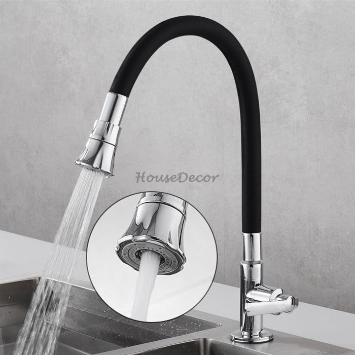 Modern kitchen sink mixer tap swivel spout detail view