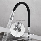 Modern kitchen sink mixer tap swivel spout detail view