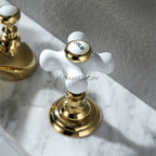 Brass bathroom basin mixer tap dual handle control additional view