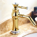 Gold Ceramic bath shower mixer tap swivel spout main view