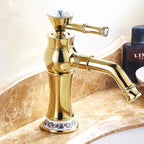 Gold Ceramic bath shower mixer tap swivel spout main view