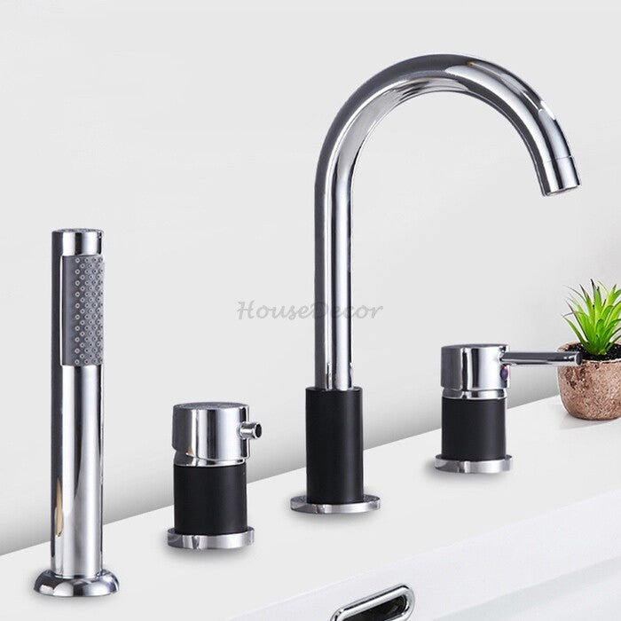 Modern bath shower mixer tap handheld shower set detail view