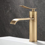Modern Brass bath shower mixer tap waterfall spout detail view