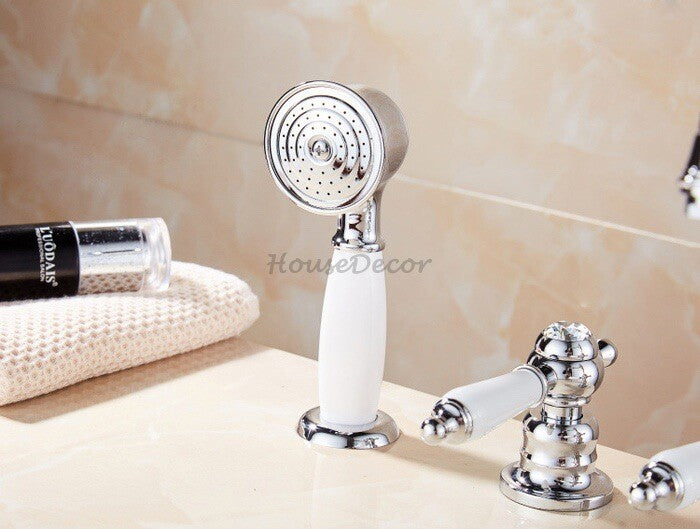 Chrome bath shower mixer tap deck mounted design additional view