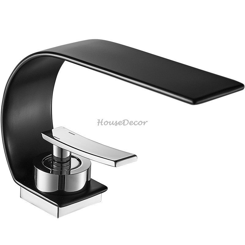 Brass bath shower mixer tap waterfall spout detail view