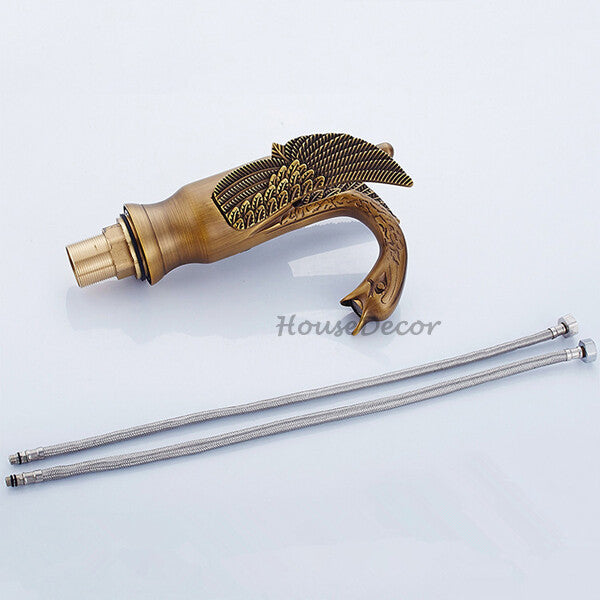 Antique Brass bath shower mixer tap deck mounted design detail view