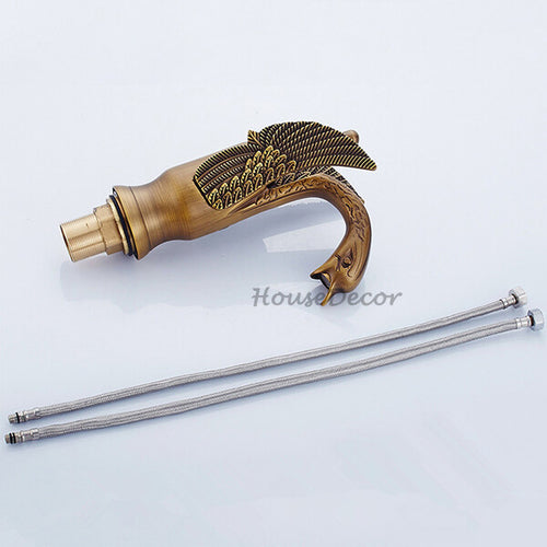 Antique Brass bath shower mixer tap deck mounted design detail view