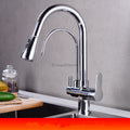 Modern kitchen sink mixer tap pull out spray detail view