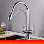 Modern kitchen sink mixer tap pull out spray detail view