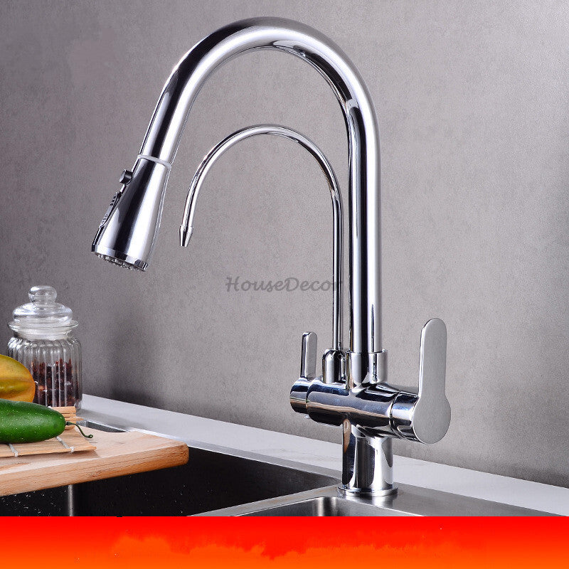 Modern kitchen sink mixer tap pull out spray detail view