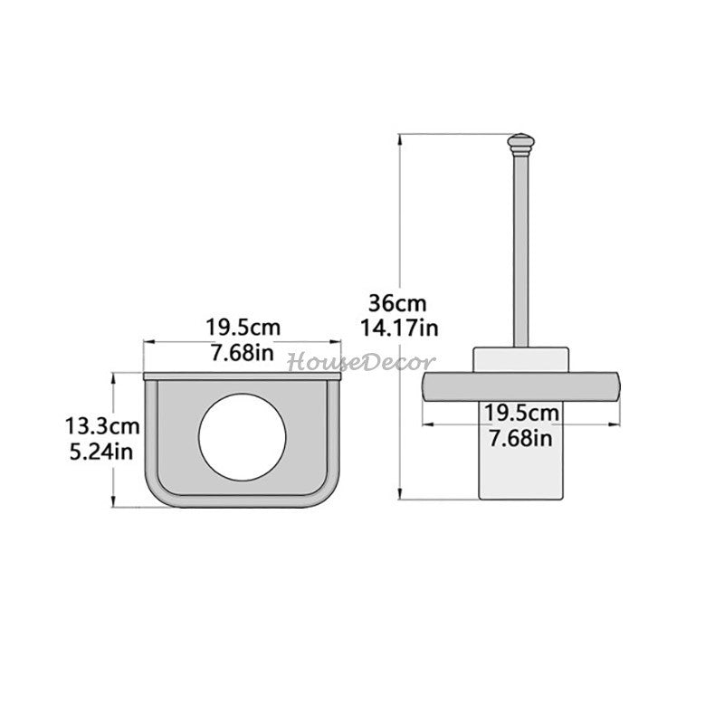 Gold toilet brush holder detailed product view additional view