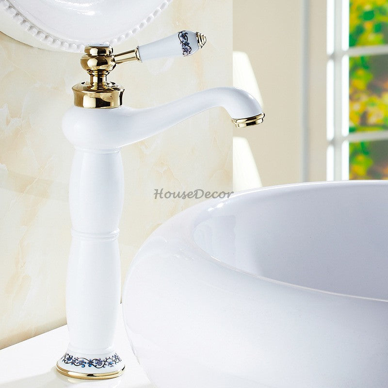 Gold Ceramic bath shower mixer tap single lever control detail view