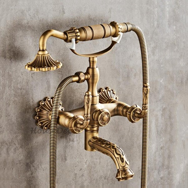 Antique Brass bath shower mixer tap wall mounted design main view