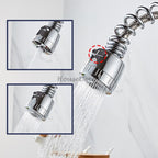 Chrome kitchen sink mixer tap pull out spray detail view