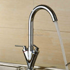 Chrome kitchen sink mixer tap swivel spout detail view