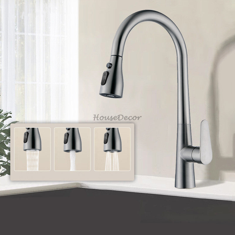Modern kitchen sink mixer tap pull out spray additional view