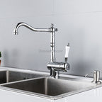 Modern Ceramic kitchen sink mixer tap swivel spout detail view