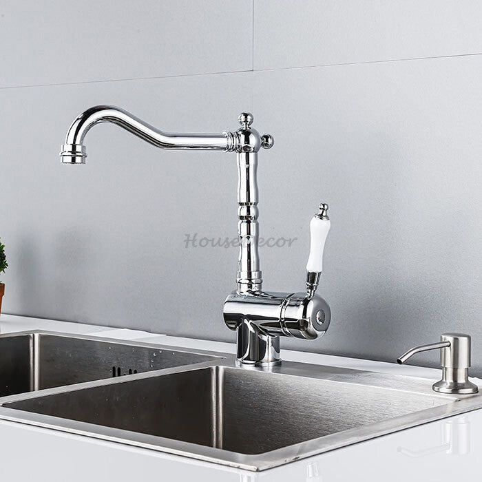 Modern Ceramic kitchen sink mixer tap swivel spout detail view
