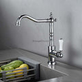 Antique Brass kitchen sink mixer tap swivel spout additional view