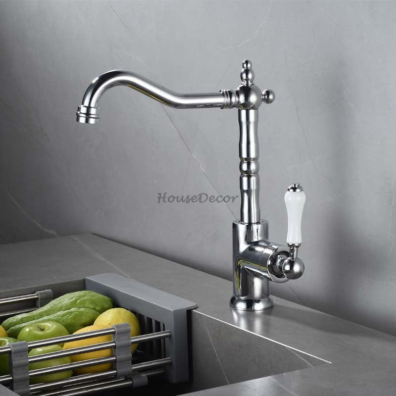 Antique Brass kitchen sink mixer tap swivel spout additional view