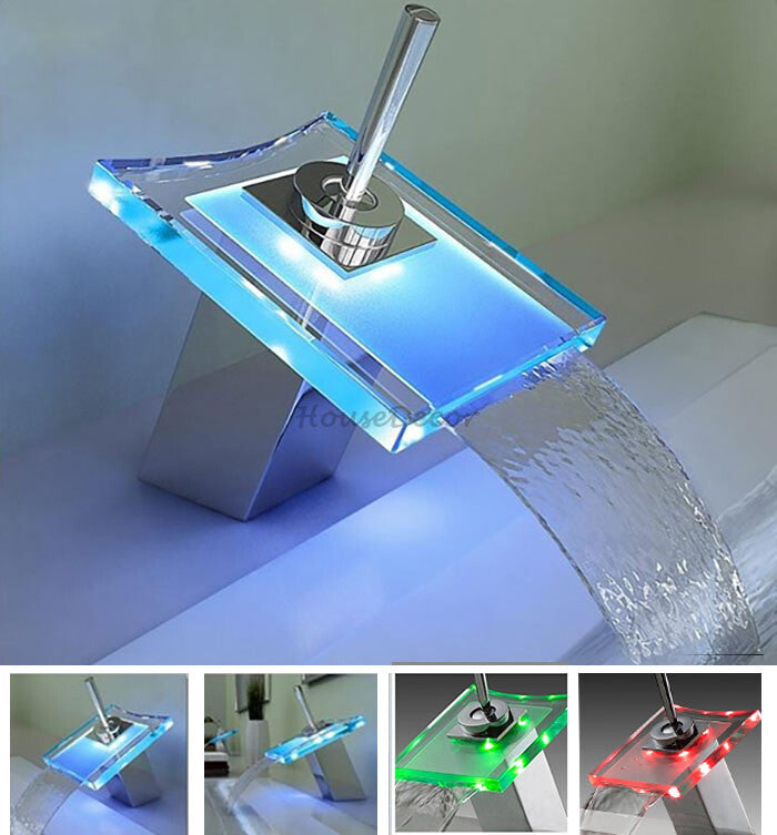 Chrome bath shower mixer tap waterfall spout main view